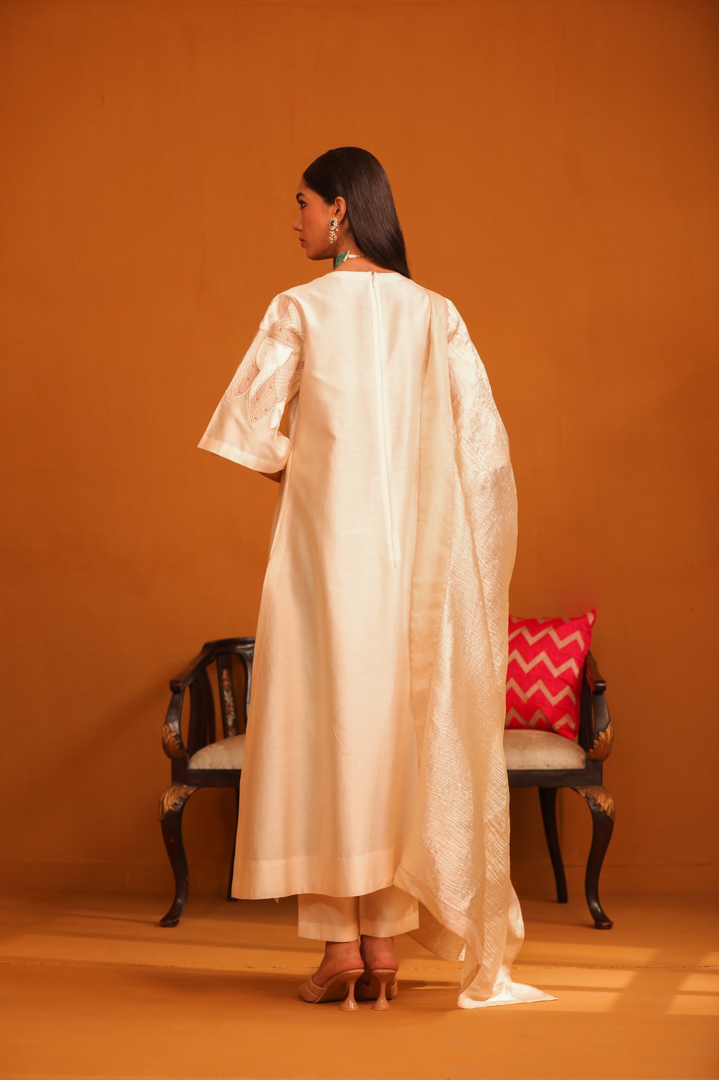 Jasmine Applique Suit Set - Ivory