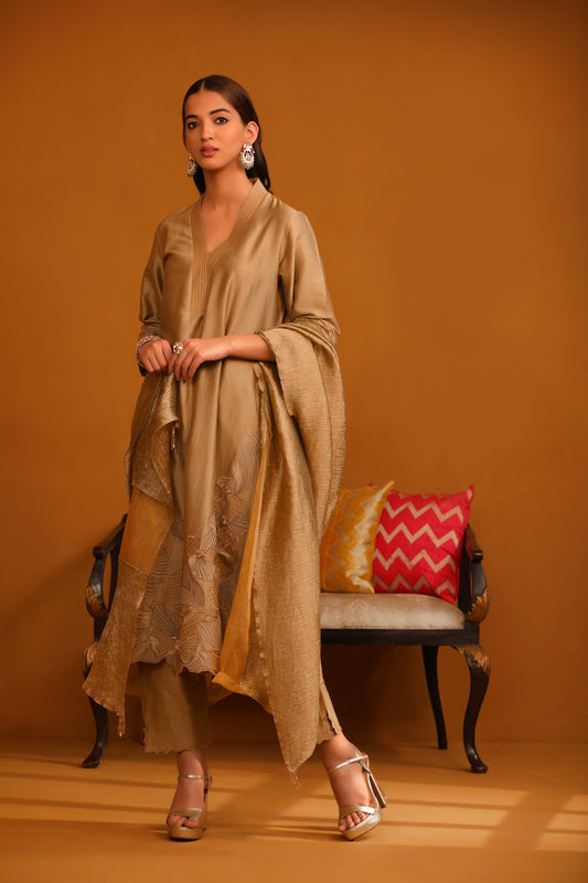 Pakeeza Applique Suit Set - Camel