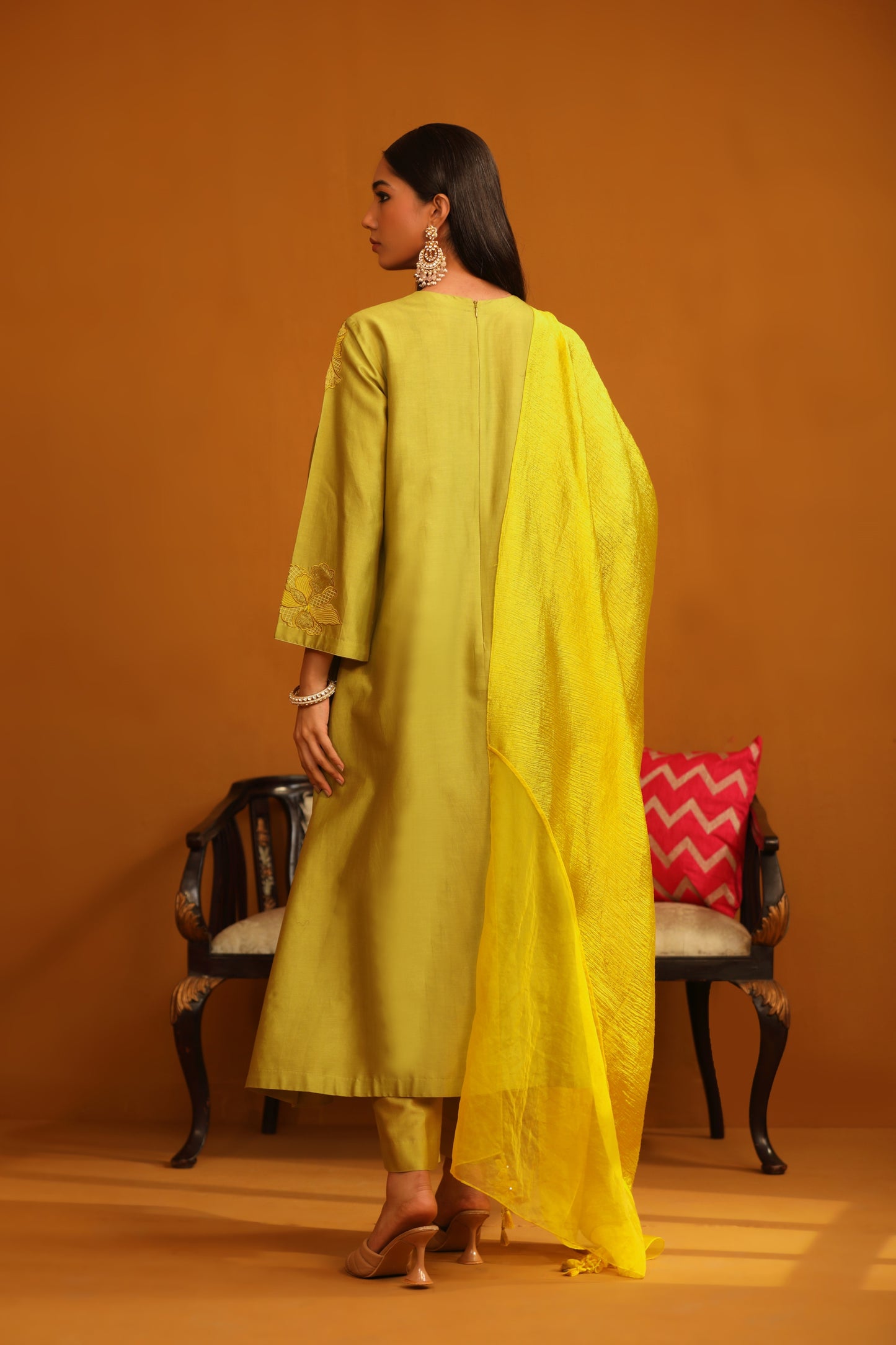 Nafeesa Applique Suit Set - Lime Green