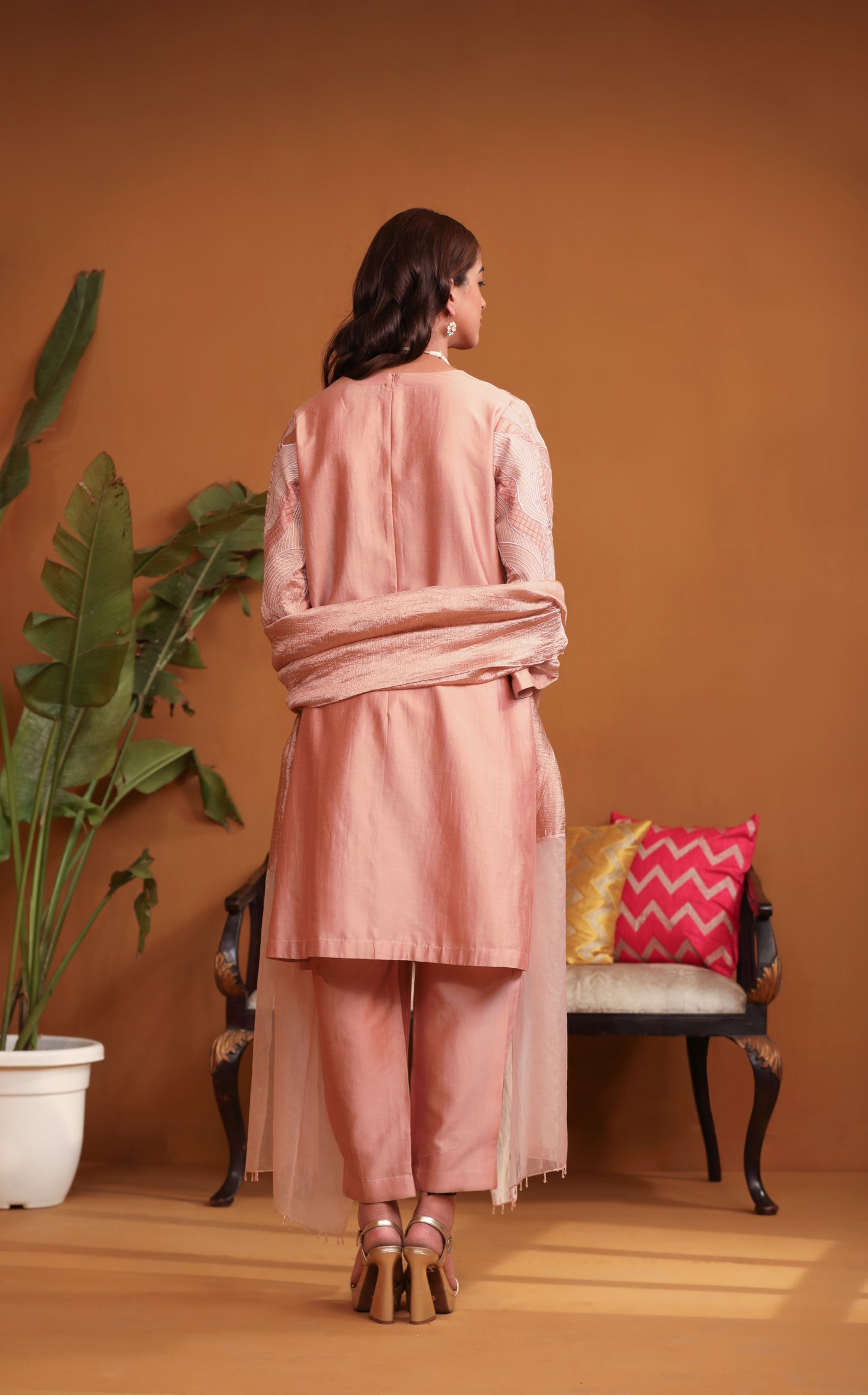 Huma Applique Suit Set - Nude Pink