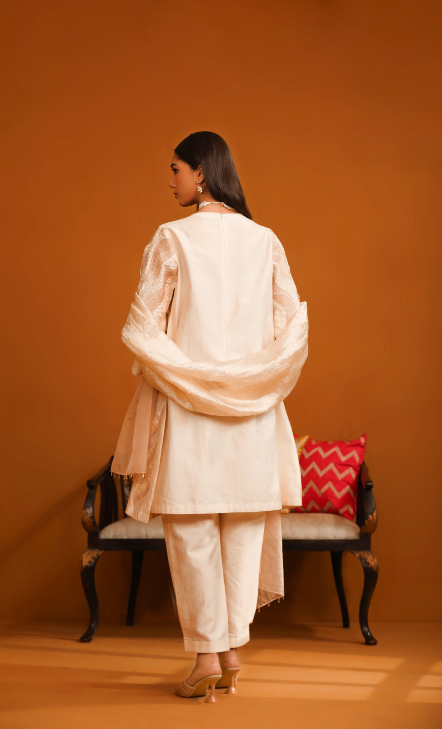 Huma Applique Suit Set - Ivory