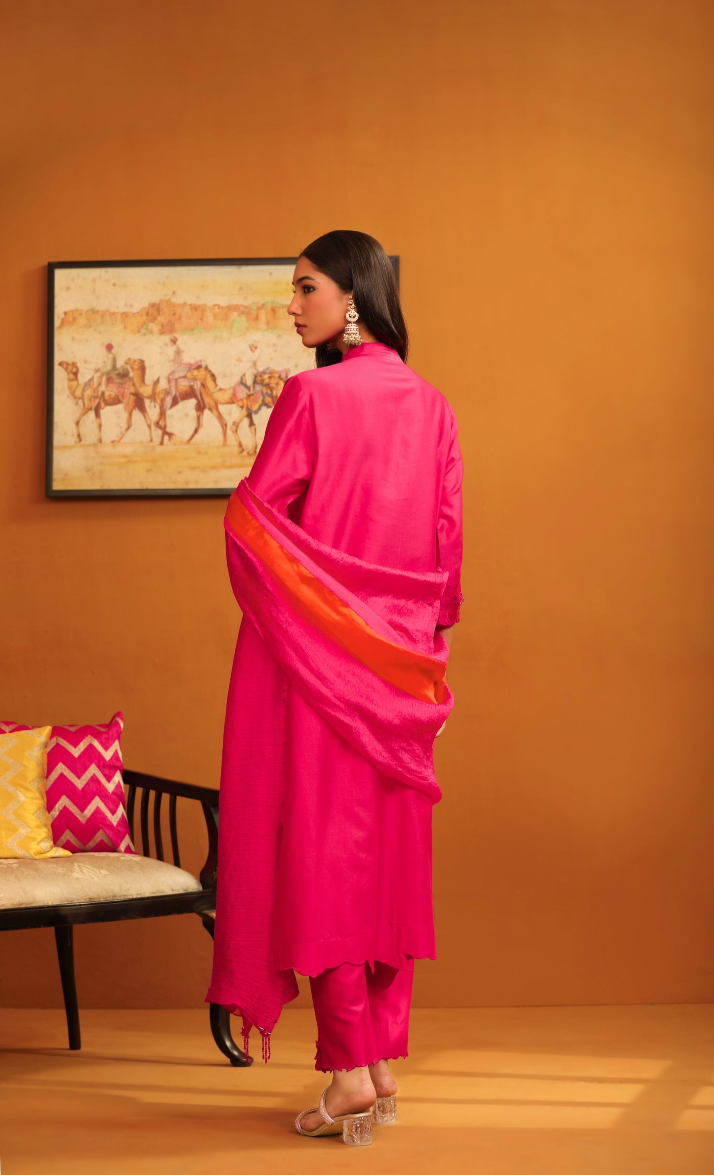 Pakeeza Applique Suit Set - Hot Pink