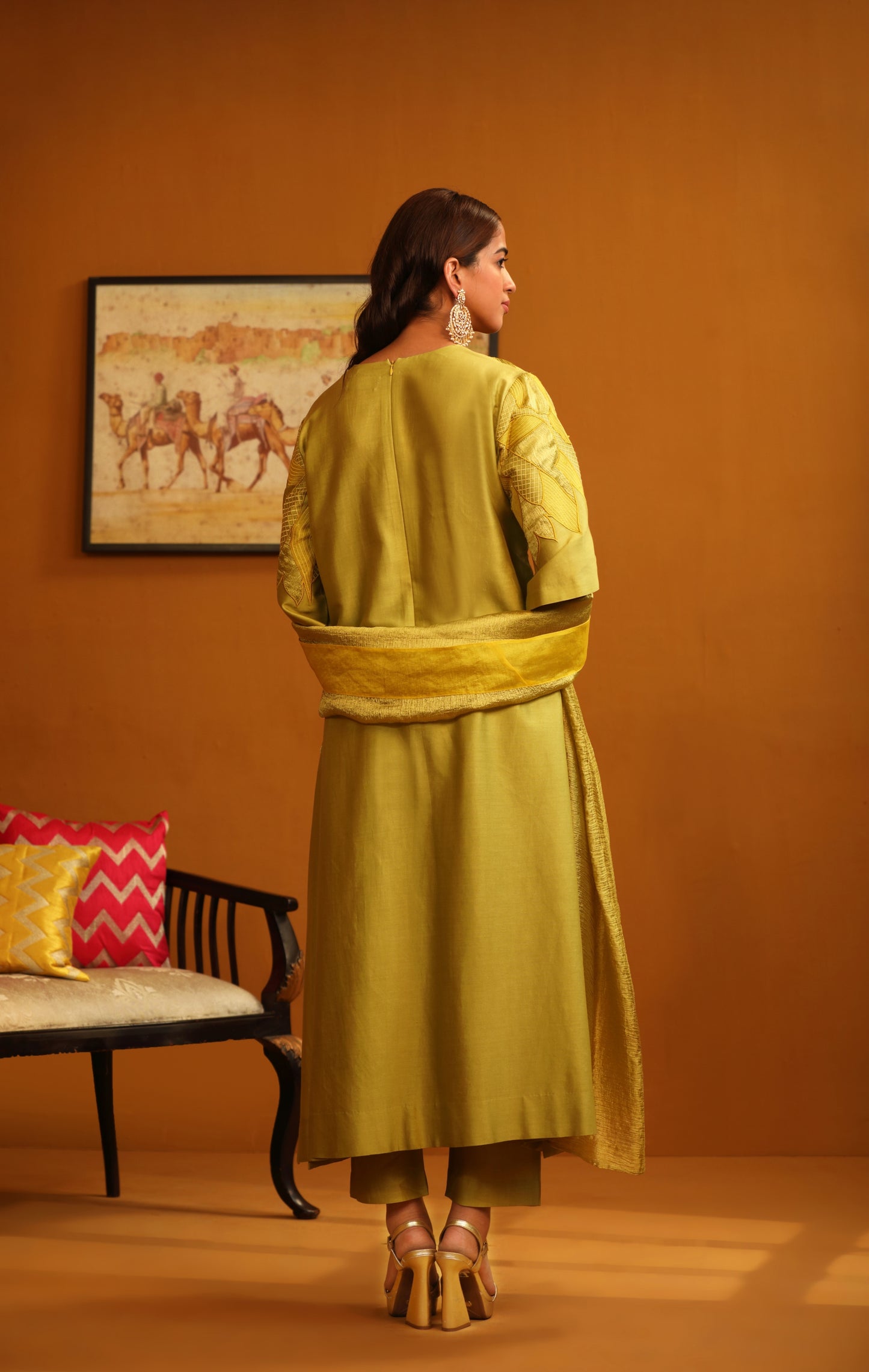 Jasmine Applique Suit Set - Lime Green