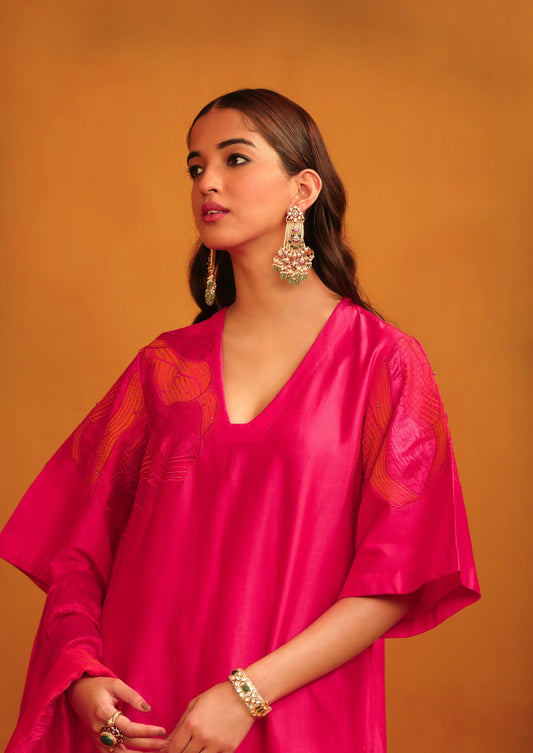 Jasmine Applique Suit Set - Hot Pink