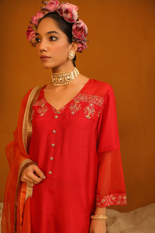 Zeenat Kurta Set - Deep Red