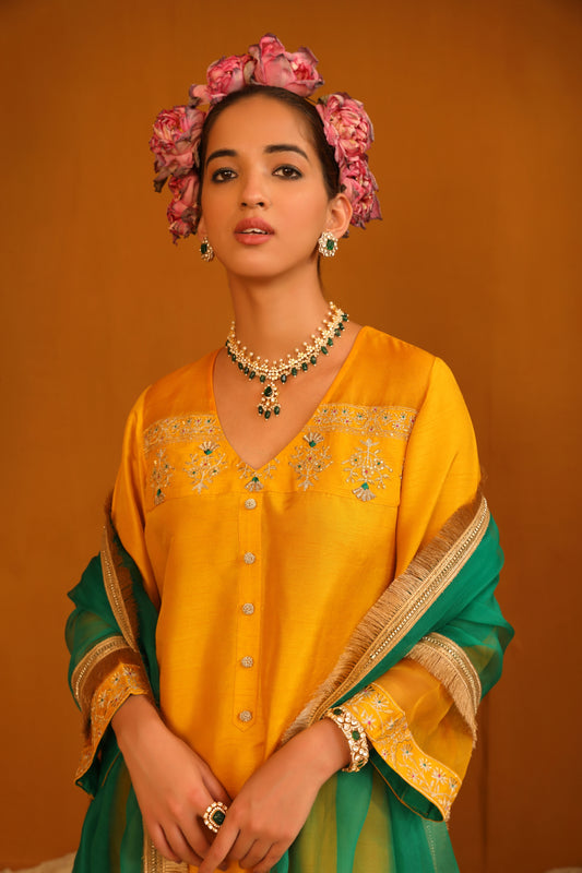 Zeenat Kurta Set - Mustard Yellow