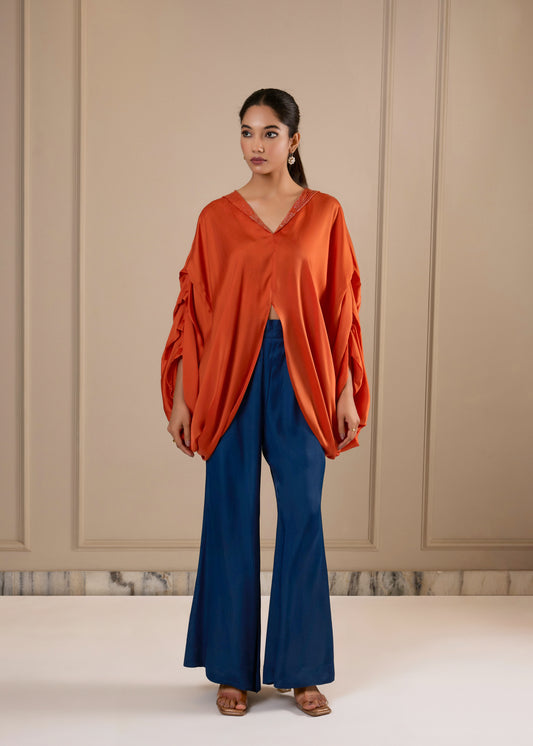 Plunge Color Block Coord Set - Orange & Blue