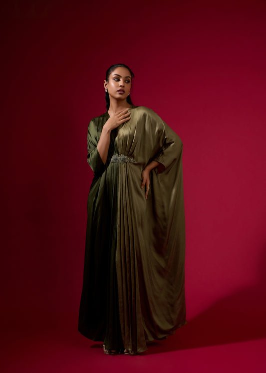 Color Block Kaftan - Army Green
