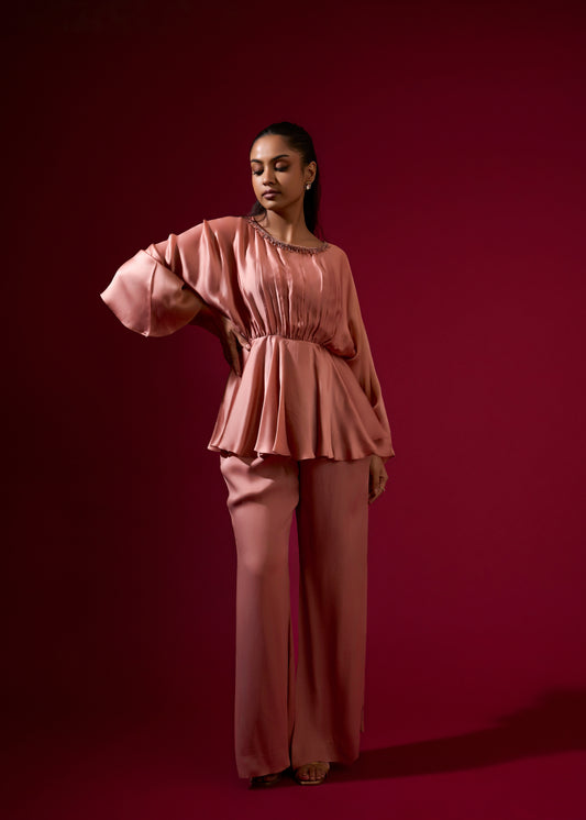 Beaded Cowl Coord Set - Mocha