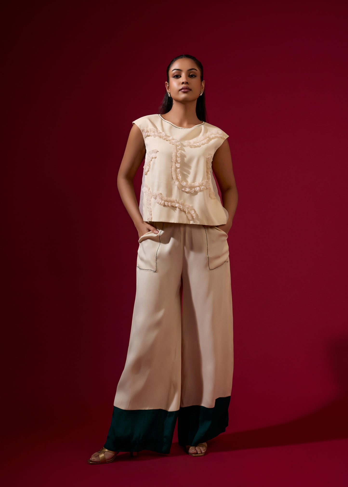 Frida Ruffle Coord Set - Ivory