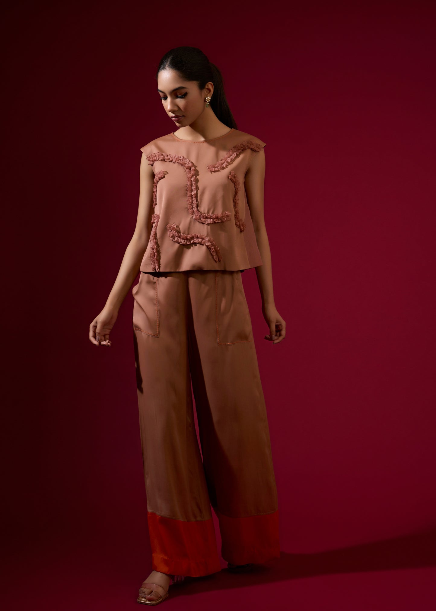 Frida Ruffle Coord Set - Mocha