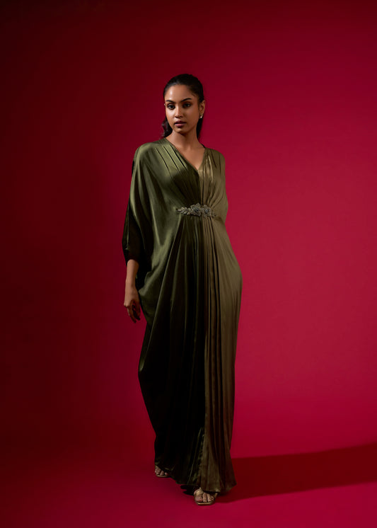 Color Block Kaftan - Army Green
