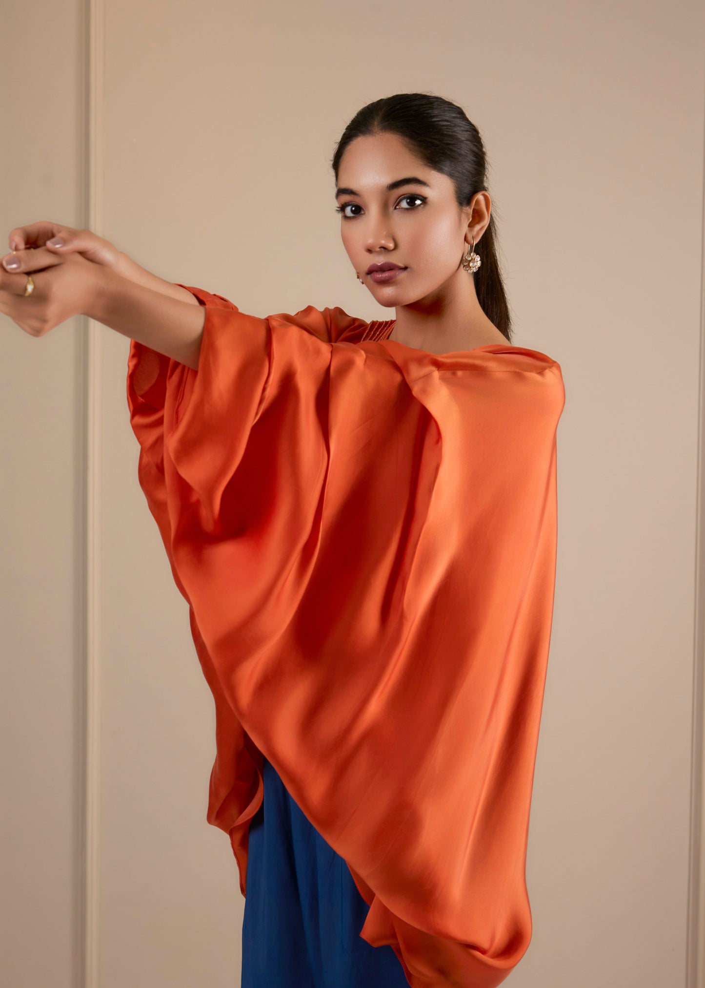 Plunge Color Block Coord Set - Orange & Blue