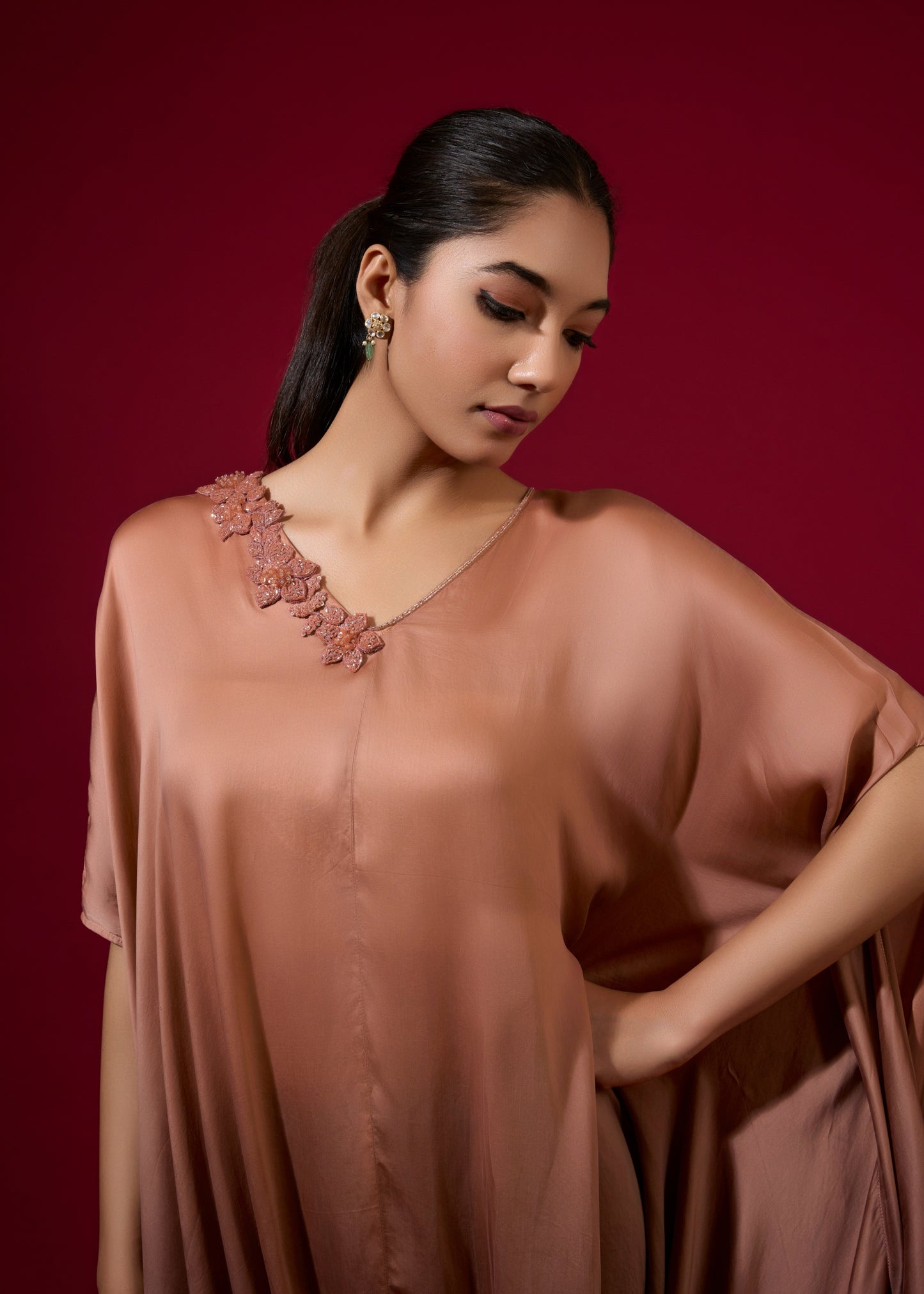 Ombre Cowl Drape Kaftan - Mocha