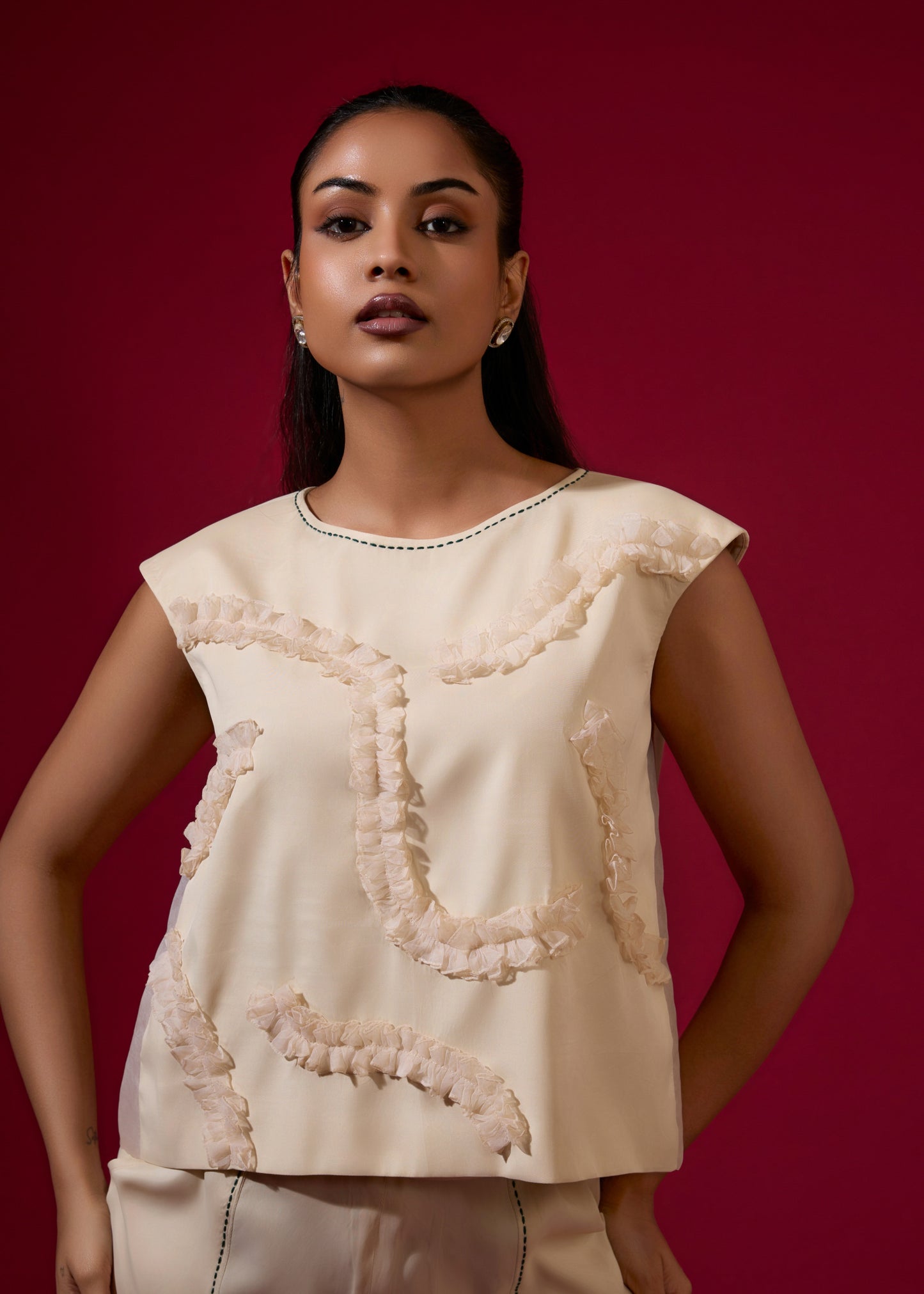 Frida Ruffle Coord Set - Ivory