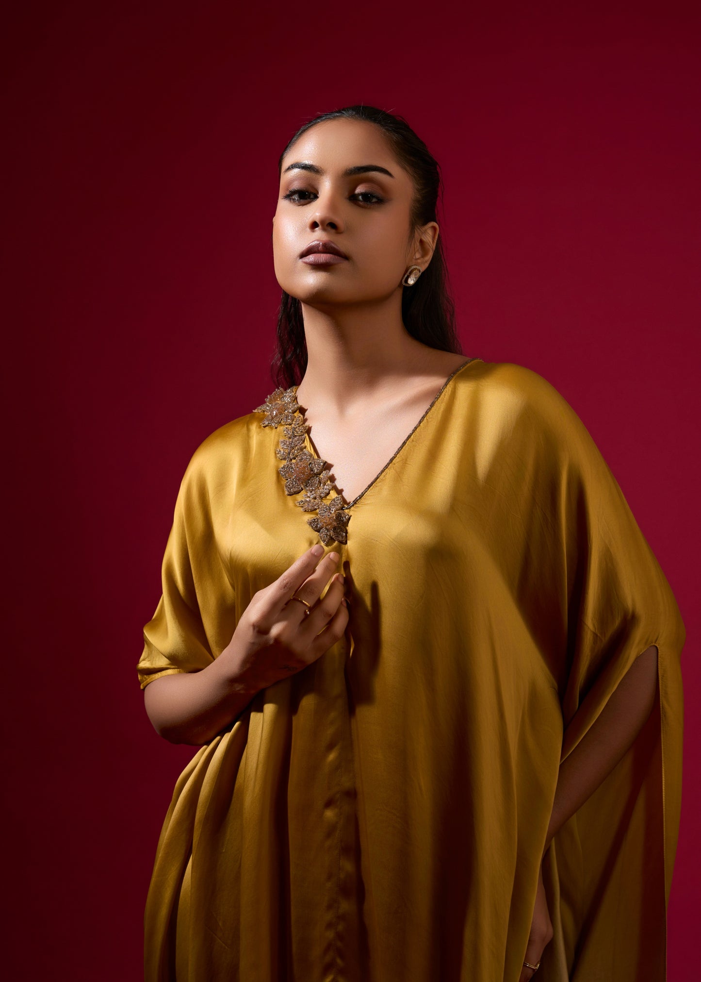 Ombre Cowl Drape Kaftan - Gold