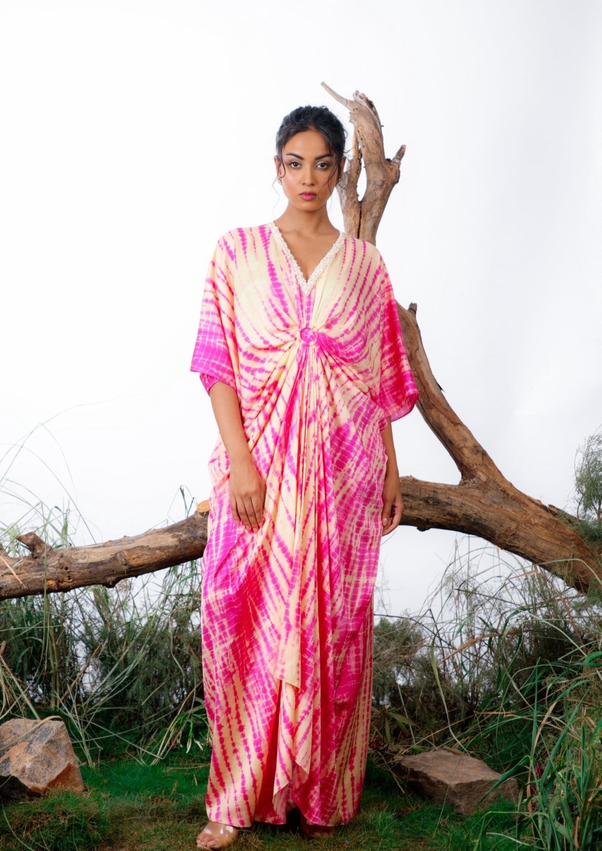 pink shibori ring kaftan! Lightweight and airy