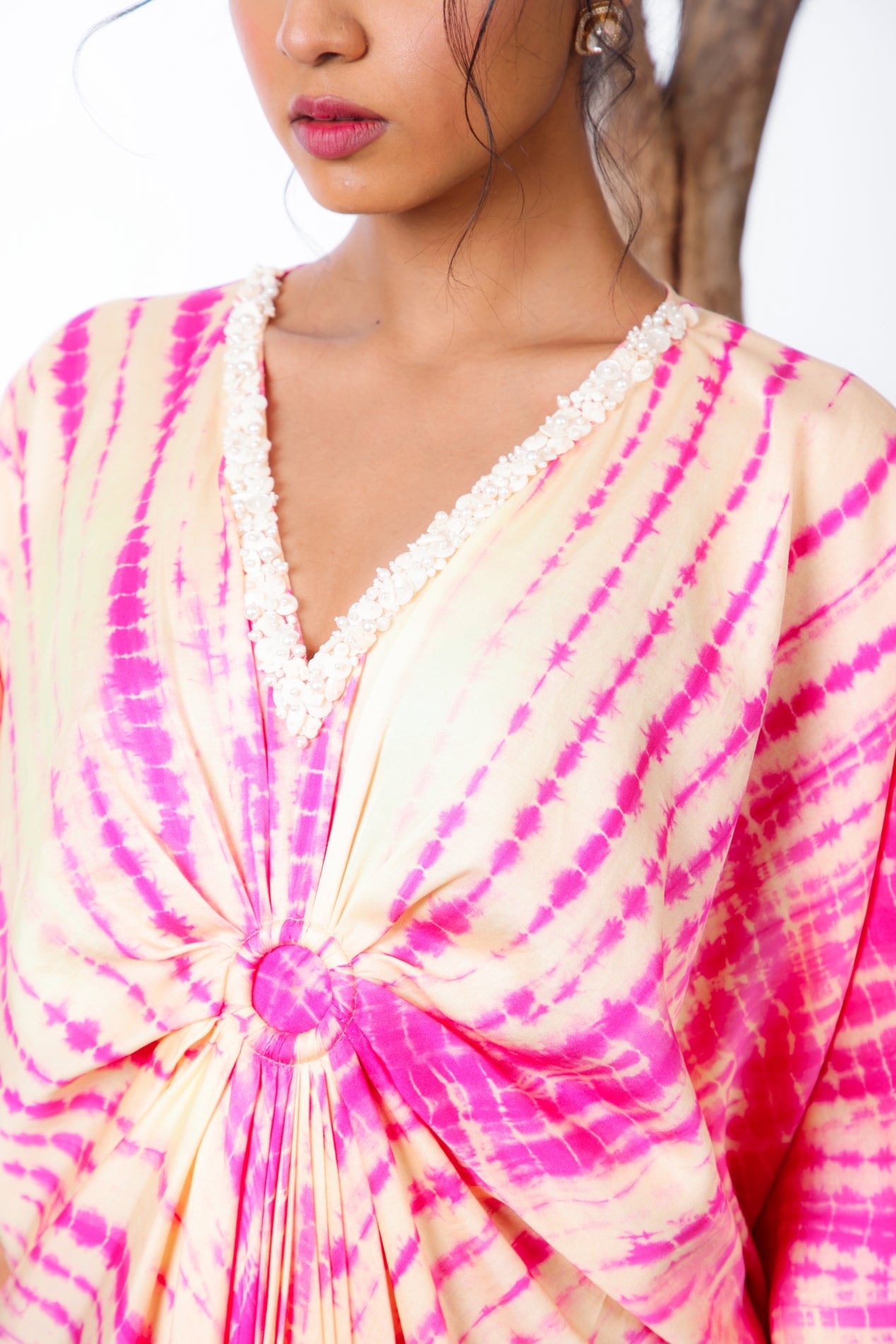 pink shibori ring kaftan! Lightweight and airy