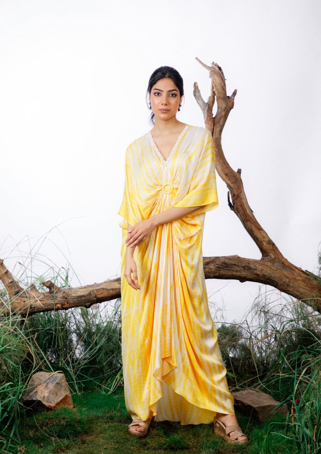 yellow shibori ring kaftan! Lightweight and airy