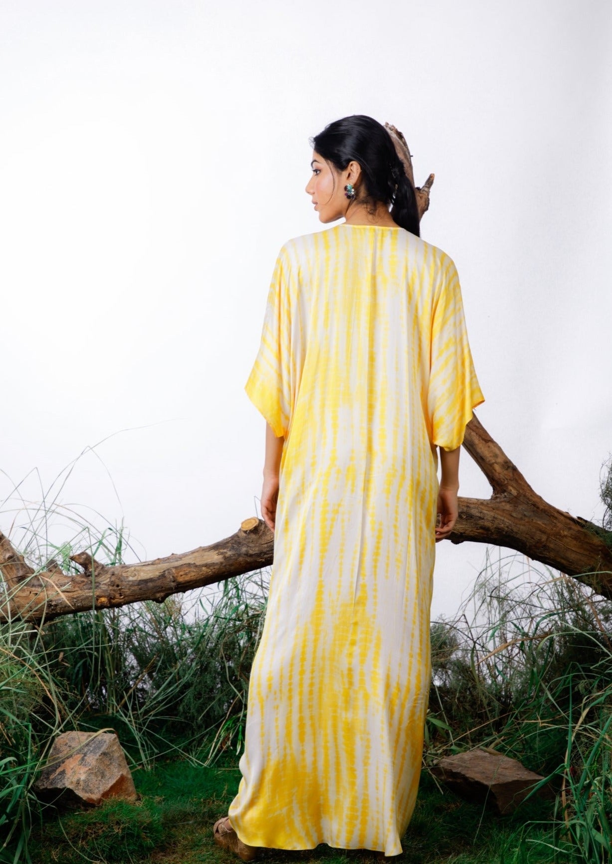 yellow shibori ring kaftan! Lightweight and airy