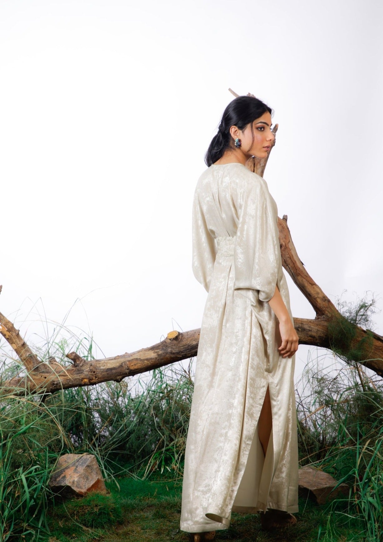 Light Gold Kaftan with Belt, formal wear