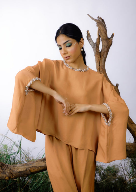 Melon Pearl Beaded Coord Set