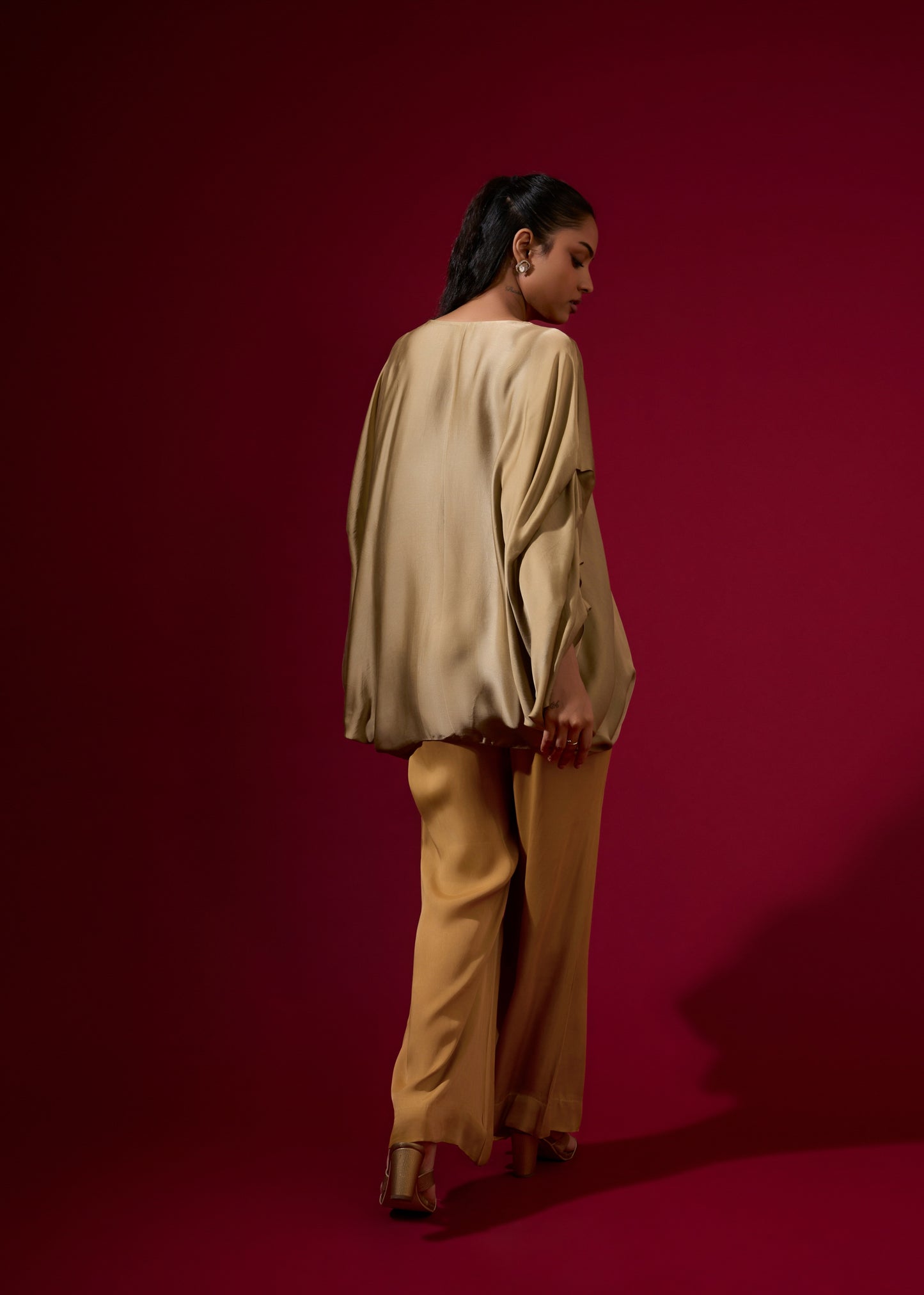 Plunge Color Block Coord Set - Gold & Camel