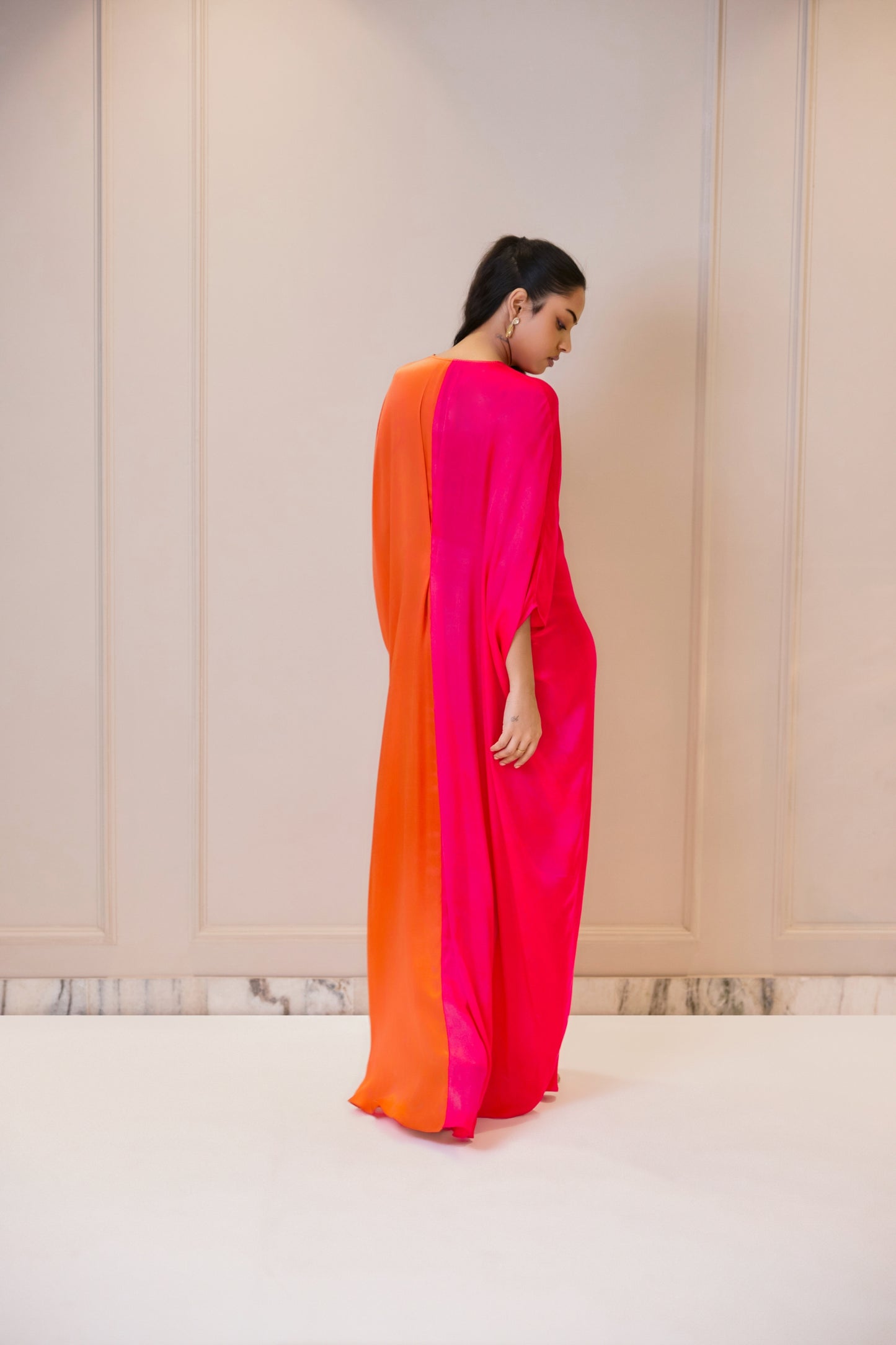 Color Block Kaftan - Pink & Orange