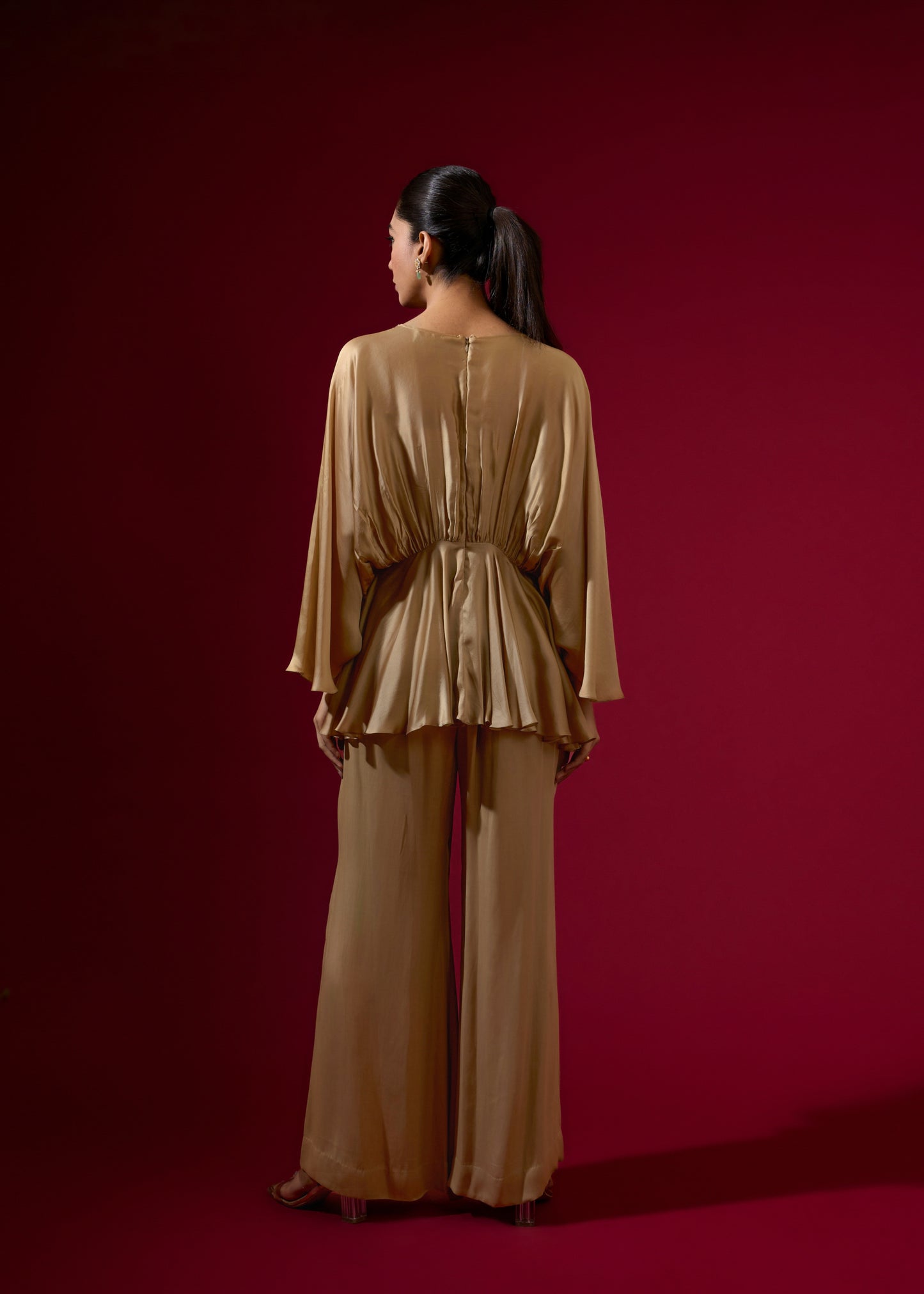 Beaded Cowl Coord Set - Camel