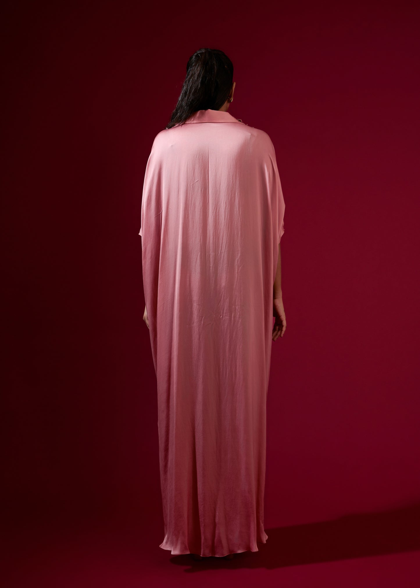 3D Rose Collar Kaftan - Light Pink