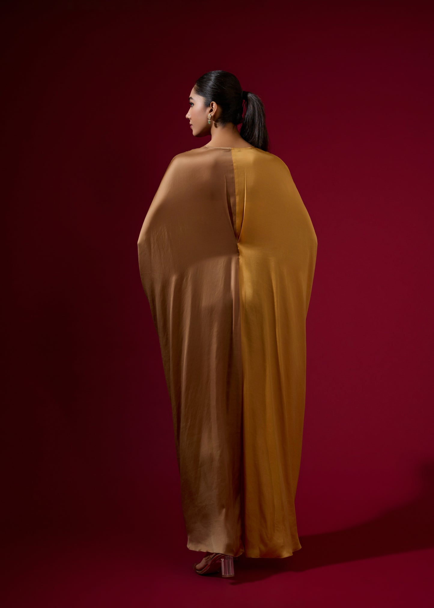 Color Block Kaftan - Gold & Camel