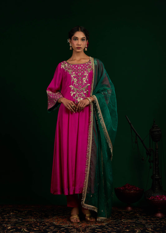 Seerat Anarkali Set - Hot Pink