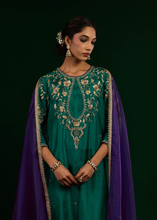 Gulnaar Kurta Set - Green