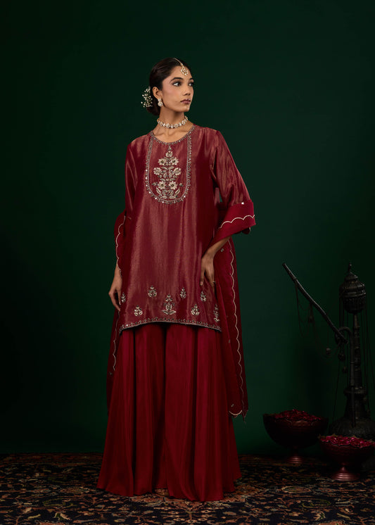 Ruhani Sharara Set - Red