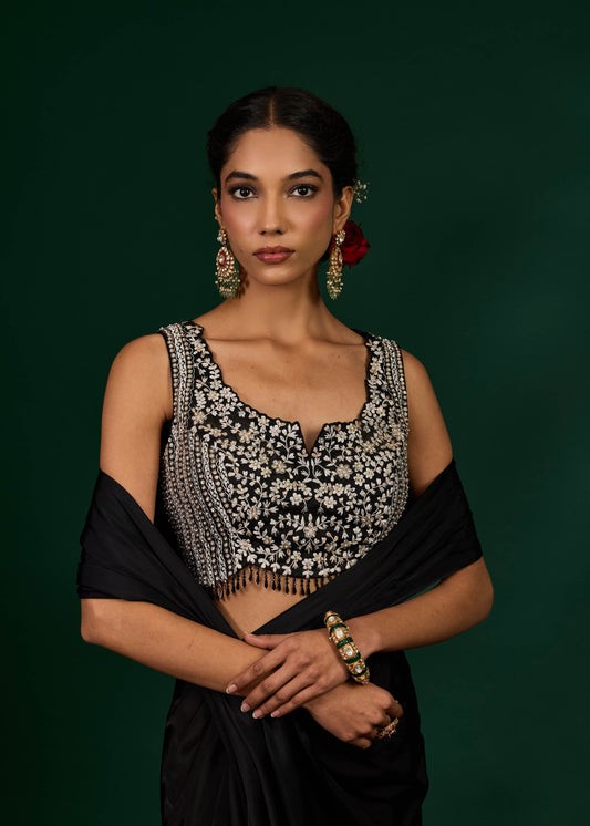 Ashley Draped Saree - Black