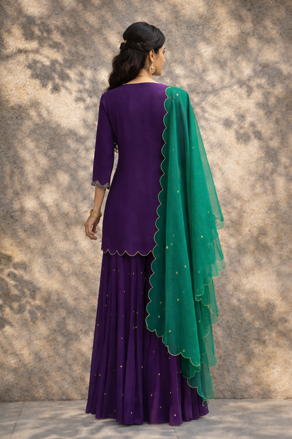 Meher kurta with sharara set - Purple