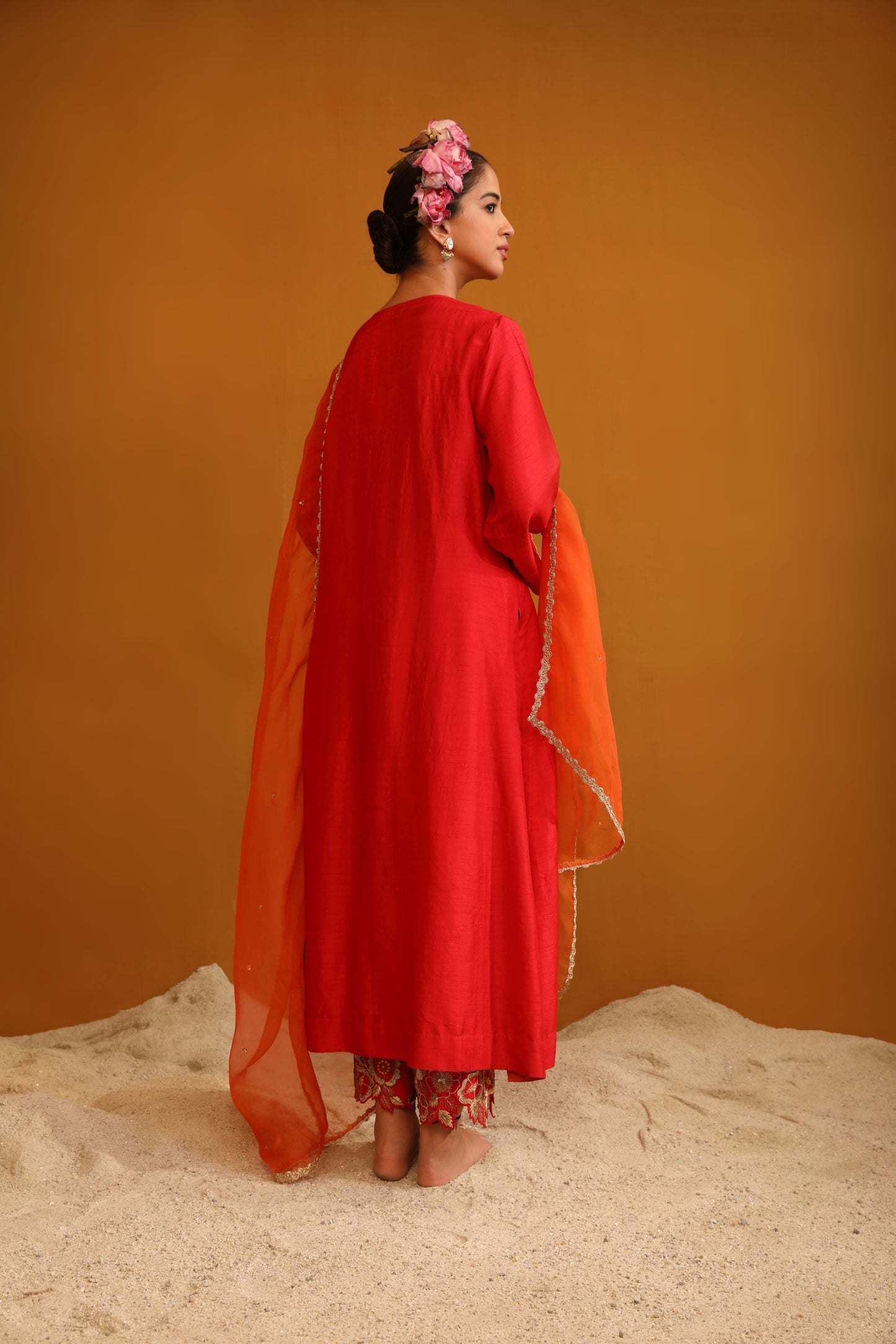 Naaz Kurta Set - Deep Red by Omana by Ranjana Bothra