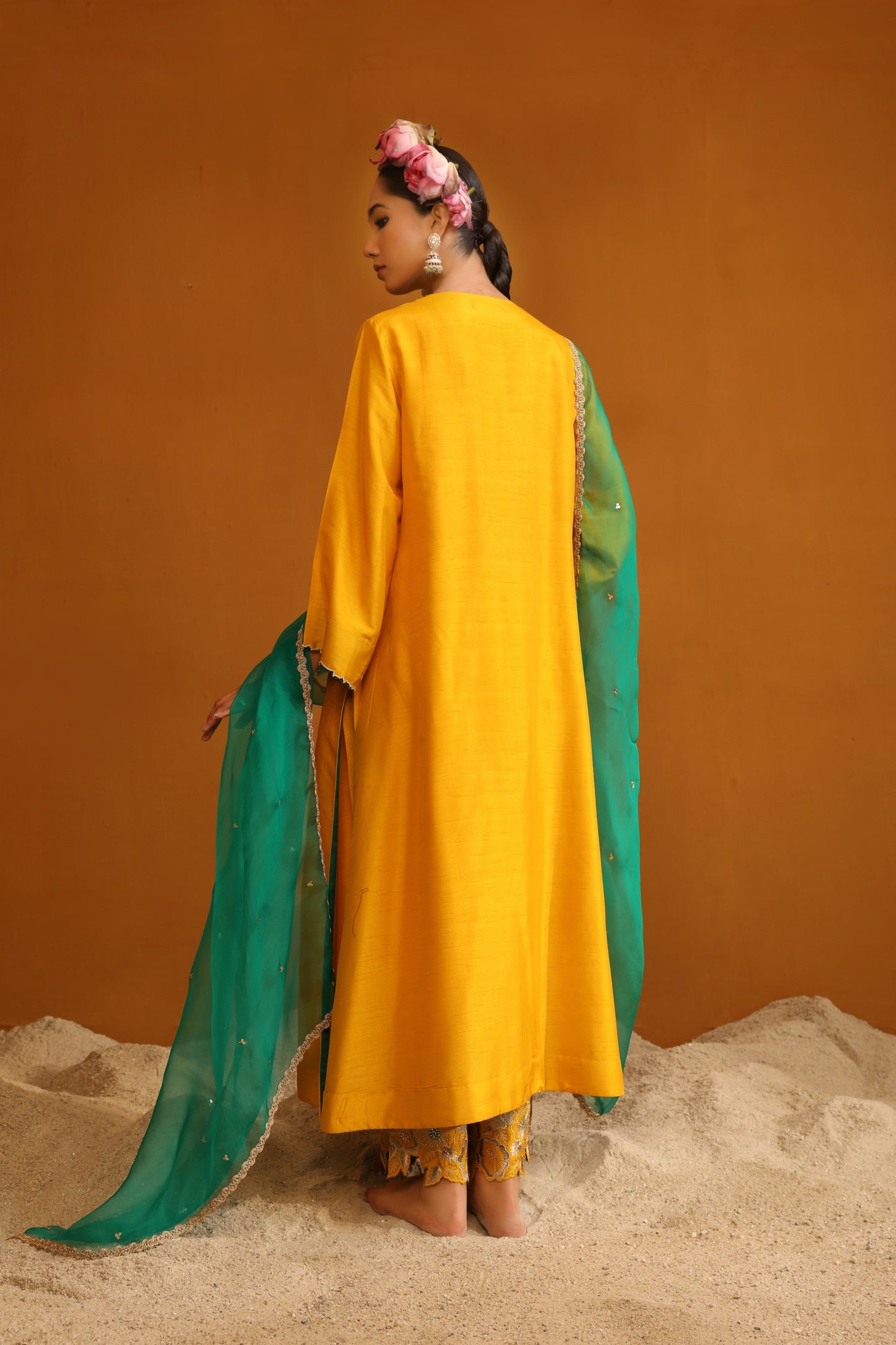 Naaz Kurta Set - Mustard Yellow by Omana by Ranjana Bothra