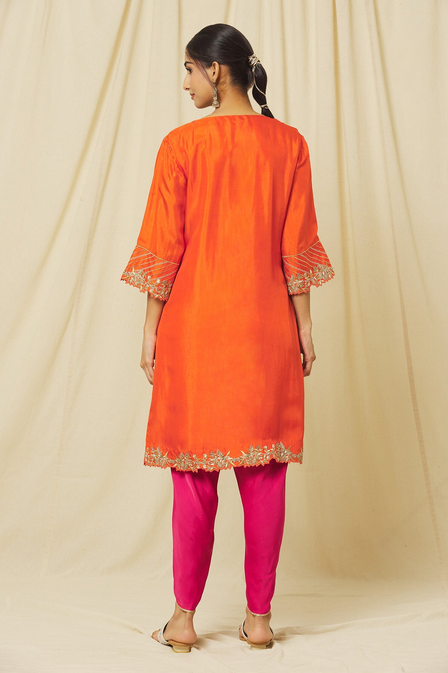 Orange Shabana Dhoti Set