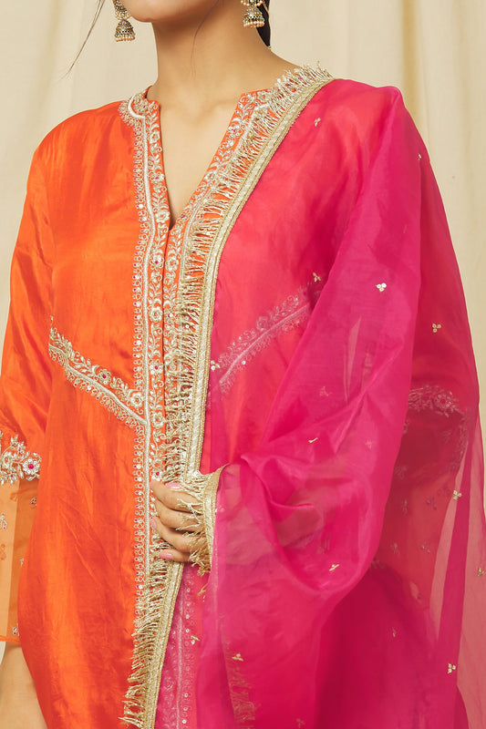 Tangerine Nusrat Suit Set