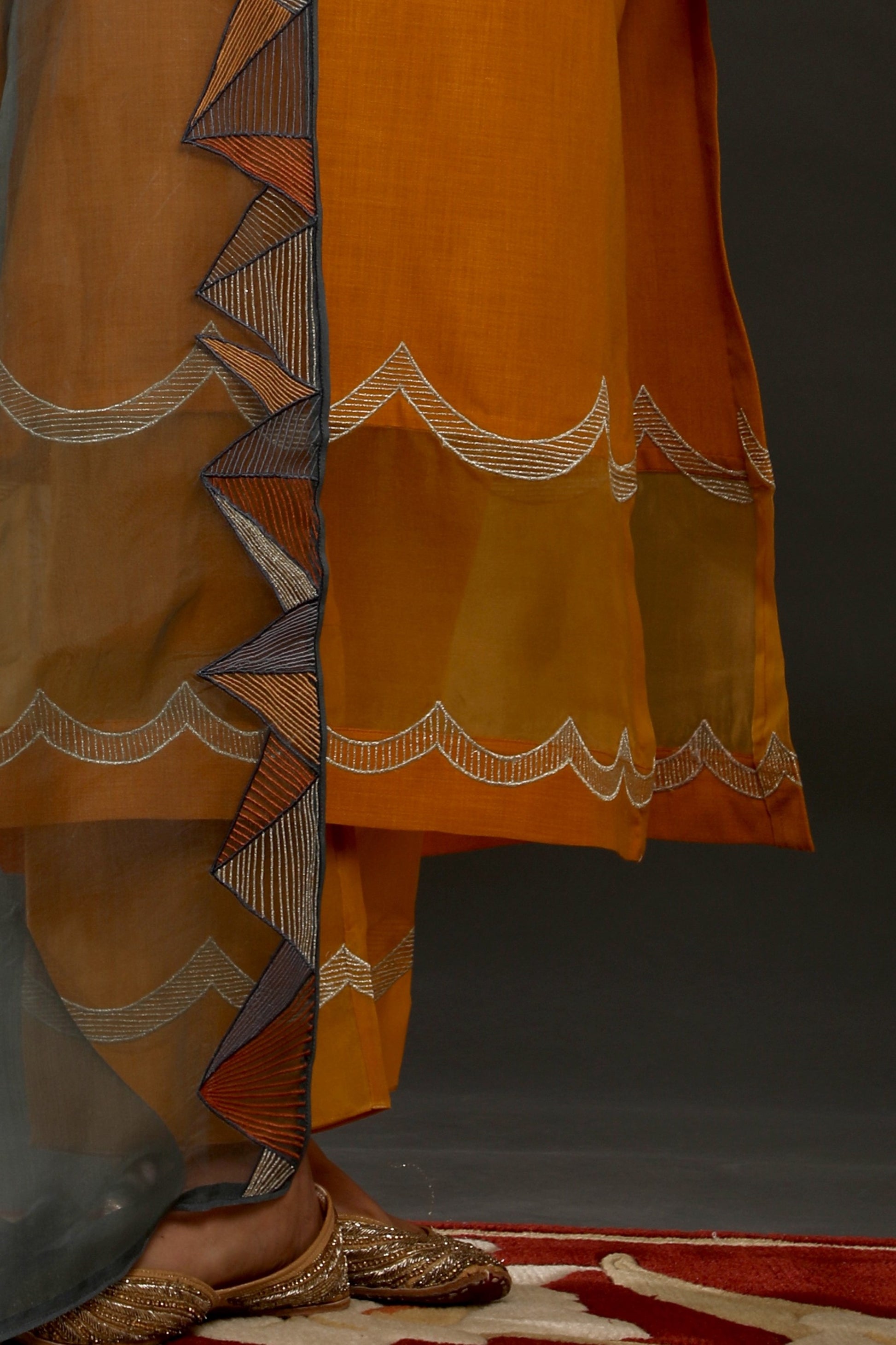 Mustard Pyramid Suit Set - Omana by Ranjana Bothra - Indian wear