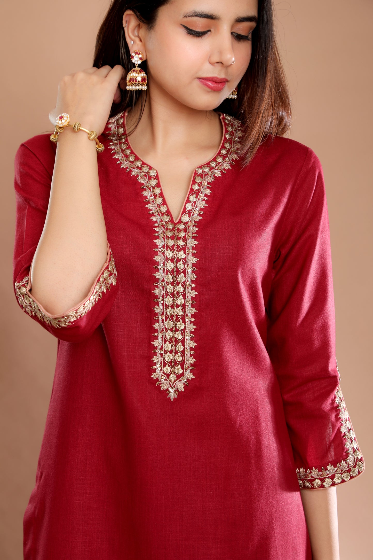 Burgundy Heirloom Suit Set - indianwear - omanabyranjanabothra