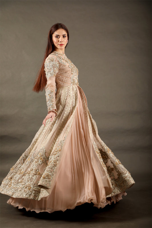 Blush Gota Dori Long Jacket Set