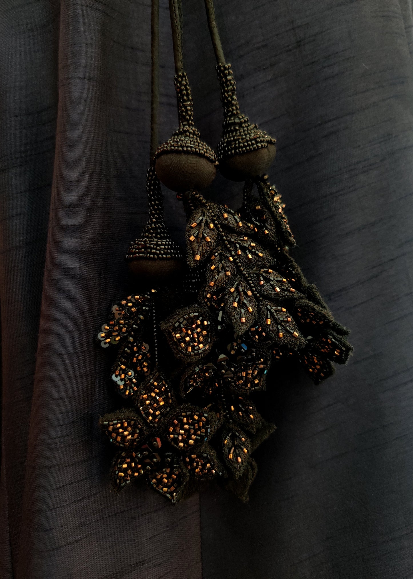 Black & Gold 3D Floral Belt