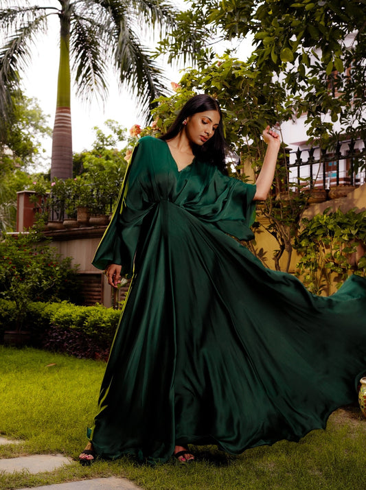Emerald Green Cowl Gown