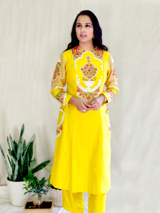 Yellow embroidered Suit Set