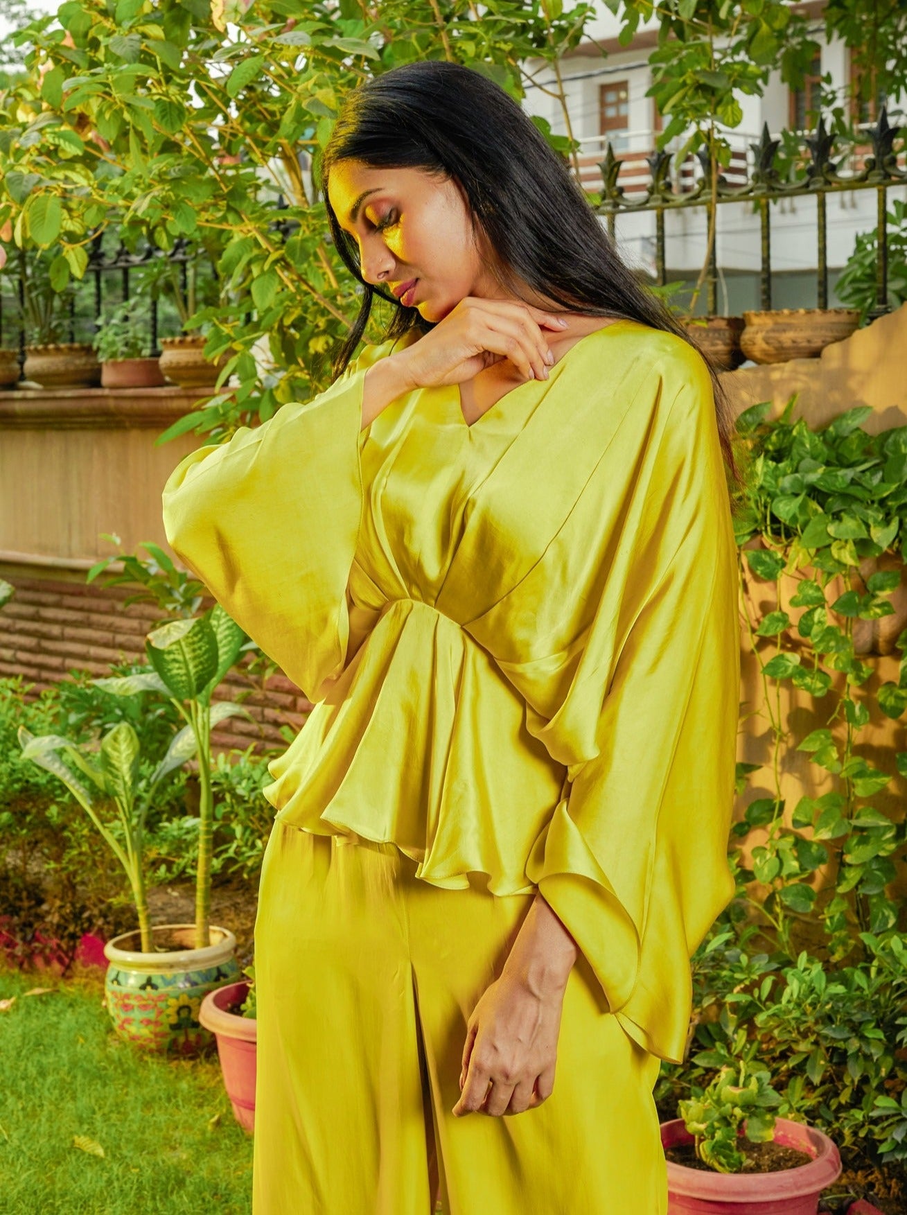 Lime Cowl Coord Set