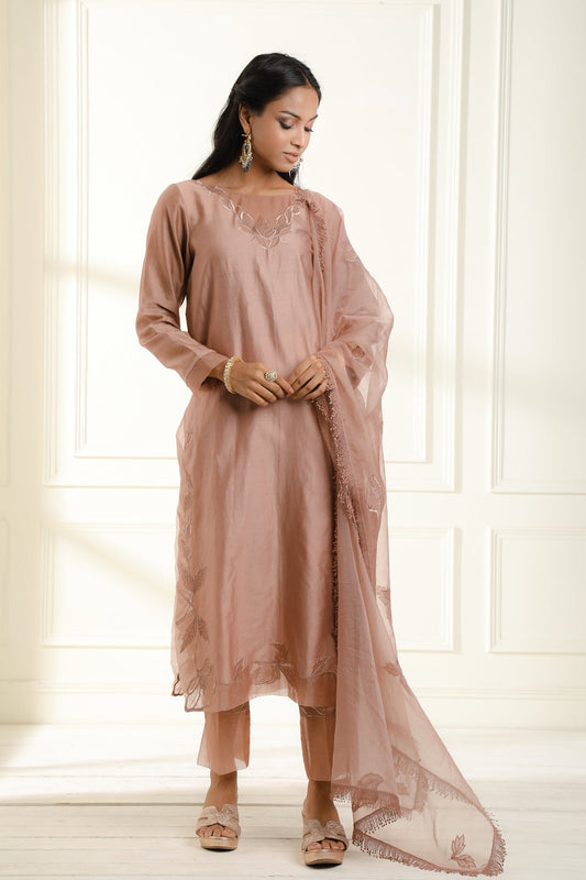 Mocha Farah Applique Suit Set