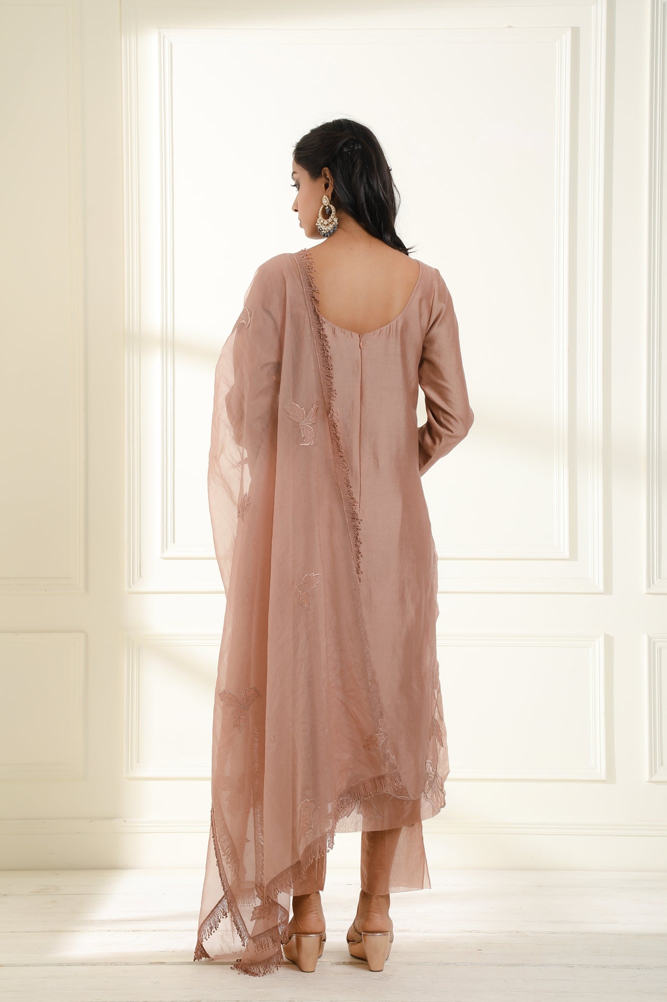 Mocha Farah Applique Suit Set