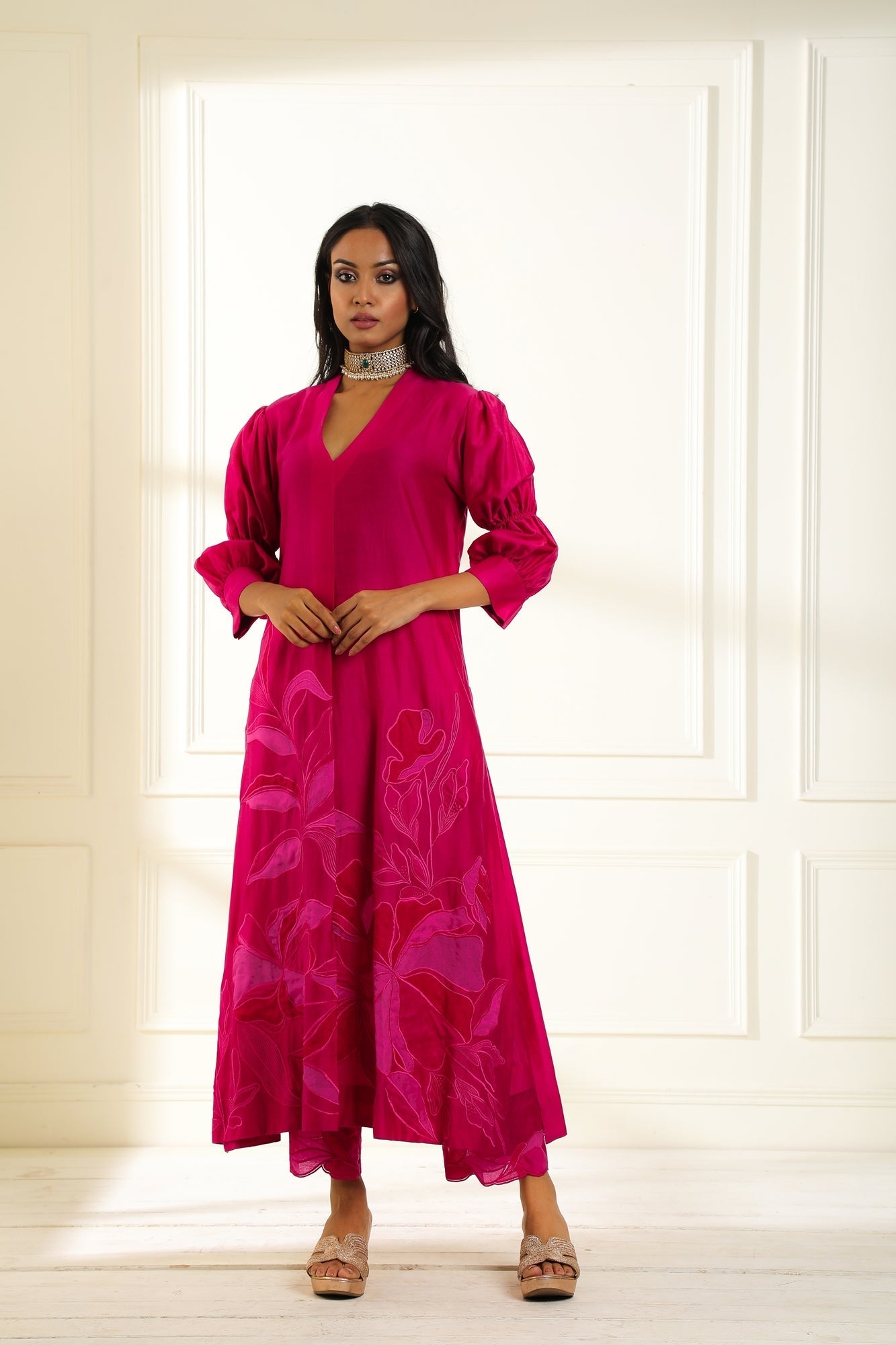 Pink Safina Applique Suit Set
